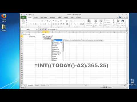 how to calculate age in excel