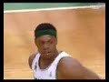 Antoine feeds Pierce on the break for the dunk.