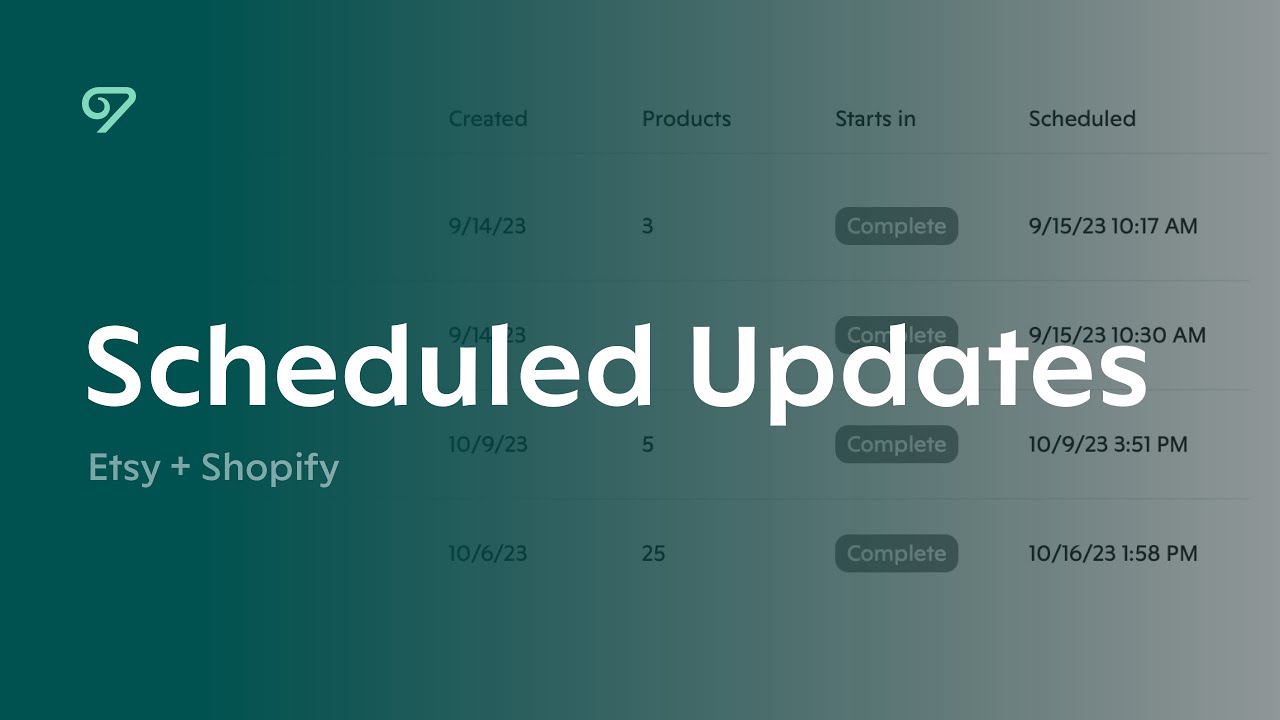 Scheduled Updates | Etsy + Shopify