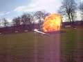 A motor bike jump ing through fire and explosion at bik show A motor bike jump ing through fire and explosion at bik show