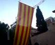 Penjada de la senyera al campanar de Vilanova i la Geltrú