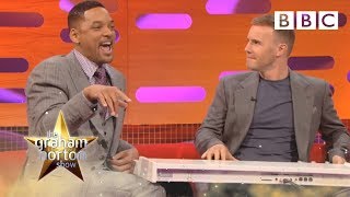 Will Smith and Gary Barlow perform the Fresh Princ