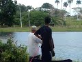 Modified Model Boat Mobil One passes fast on lake