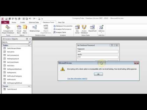 how to provide password to ms access database