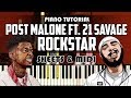 How to Play: Post Malone - Rockstar ft. 21 Savage | Piano Tutorial + Sheets & MIDI