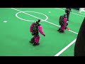 First half of the semifinal match Darmstadt Dribblers vs 2008 world champion team Nimbro. First Half ends with 4:2 goals for the Dribblers, final score is 7:2. One of the most exciting matches in the RoboCup Humanoid League so far. Visit www.dribblers.de for further information, pictures and videos. You can also follow us on Twitter: twitter.com