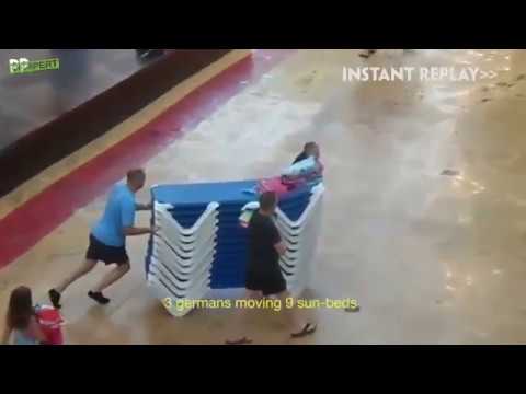 Mistrzostwa „Januszy i Grażyn” w rozkładaniu leżaków przy basenie w hotelu