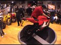 Ducati Desmosedici running showing rev counter. Ducati Desmosedici running showing rev counter.
