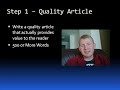 Advanced Article Marketing Part 1