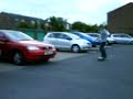 Josh Stewart Shuvits ofer a skateboard and a cirb