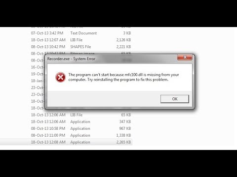how to remove mfc100u dll