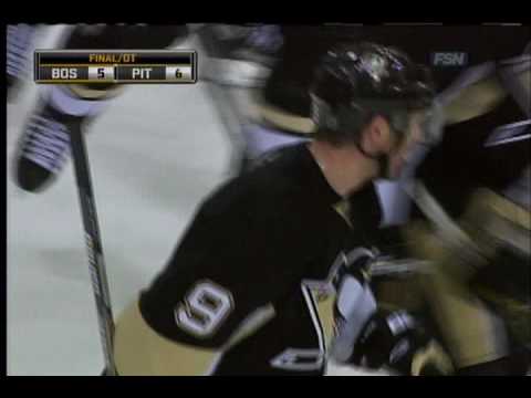Bill Guerin scores with 0.4 seconds left! Dupuis wins it in OT! [11-14-09]