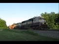 Two Executive MACs lead a BNSF mixed freight at Agency, Iowa