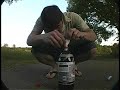 diet coke and mentos rocket from a hilltop