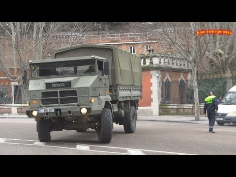 military convoy spanish royal Guard. Convoy militar de la Guardia Real saliendo del Palacio military convoy spanish royal Guard. Convoy militar de la Guardia Real saliendo del Palacio