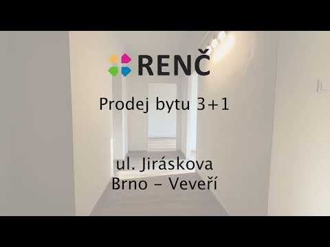 Video Prodej zděného bytu 3+1 se zahradou v centru Brna na ulici Jiráskova