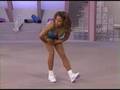 Tamilee Webb in a blue thong leotard