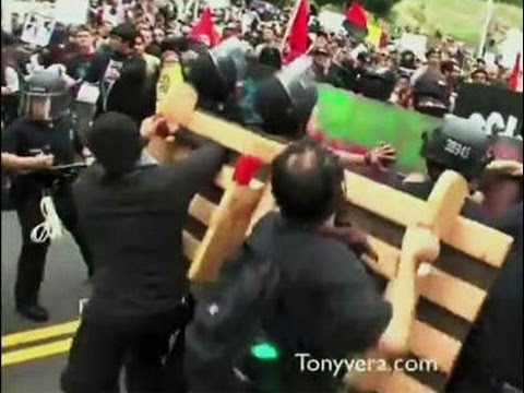 Occupy - may day protests Los Angeles Police attacked by two occupy LA one officer taken to a hospital the man caught on video hitting a female officer in the back of...