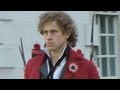 Les Misérables filming - Aaron Tveit and Eddie Redmayne on set with Alistair Brammer and Fra Fee