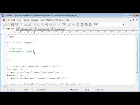 PHP Tutorials: 'Remember me' style Login System using Cookies and Sessions (Part 2)