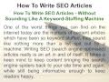 How To Write SEO Articles