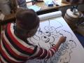 河口邦山（かわぐちくにさん）の作品制作風景_志ん生を描く