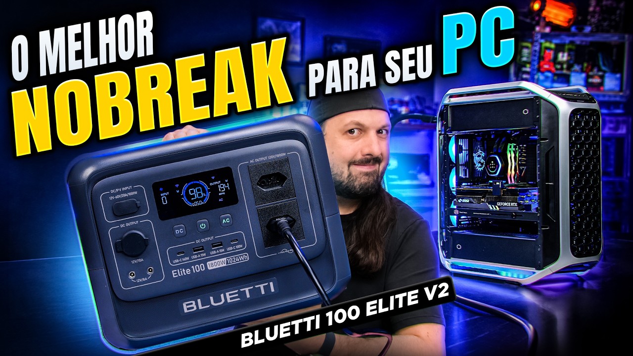 O melhor NOBREAK para o seu PC gamer: Bluetti Elite 100 V2 com 1600W e 1kWh!