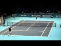 Roger Federer and Andy Murray warm up at ATP Tour Finals London