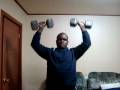 Shoulder Exercise - Standing Dumbbell Shoulder Press 25 Reps 2 40lb Dumbbells