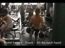 Frank Yang - Pistol Squats with 60 pound dumbells Frank Yang - Pistol Squats with 60 pound dumbells
