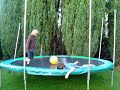 Trampoline+space hopper+Kid=Faceplant Trampoline+space hopper+Kid=Faceplant