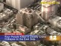 See More PICS! Sponsored by:  http://click3net.fxacr.hop.clickbank.net  March 15, 2008 NEW YORK — A crane mounted to the side of a skyscraper under construction toppled with a roar Saturday, smashing into a block of apartment buildings, killing at least two people and setting off a scramble for survivors in the rubble. The collapsing crane demolished parts of several buildings on Manhattan's East Side, appeared to have pulverized one small, brick apartment building, and sent up a huge dust cloud over the neighborhood.Fire Department officials said at least two people were dead and several others were taken to hospitals. An intensive, but delicate rescue operation was under way to free anyone still trapped in the rubble. Firefighters searched piles of rubble, several stories high, looking for victims, according to television reports. John PlaGreco, who owns Fu Bar in the crushed building, said he feared one of his employees was dead in the rubble. 