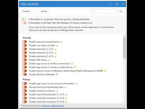 O&O ShutUp10 для отключения слежки в Windows 10