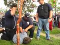 LaRouche Supporter With Obama Hitler Sign Roughed Up By Security