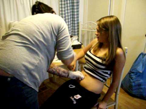 Kaeli's Belly Button Piercing. What a big girl! Lol!