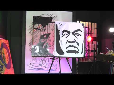 vẽ tranh trình diễn bằng dao - Họa sĩ Nguyễn Tiến vẽ tranh trình diễn bằng dao - Họa sĩ Nguyễn Tiến
