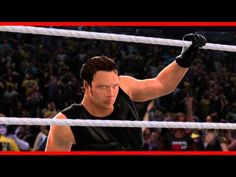 finisher - Dean Ambrose makes his entrance and hits the Headlock Driver on Jinder Mahal in WWE 2K14. WWE.2K.com.