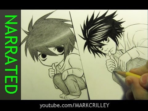 how to draw l'from death note chibi