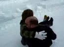 2 crazies sledding