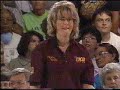there are two theories to how much time to take while preparing for a tournament-winning shot.  bo burton used to say that the greats, including mark roth and marshall holman, used to pick up the ball and go, taking little time to set themselves before the shot.  other bowlers like ernie schlegel took lots of time to get ready, making sure everything was perfect before beginning the delivery.  carol gianotti was in the roth and holman category, taking little time before starting.  let's see if it pays off for her in the final of the 1998 pwba greater terre haute open against kim adler.  joined in progress.
