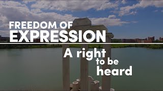 "Freedom of Expression - A right to be heard" superimposed over image of Lake LaSalle