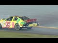 Kertus Davis cuts a tire and takes part of the field out with him. Then he catches fire, but gets out okay