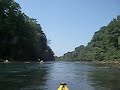 Kayaking along a bluff on the \