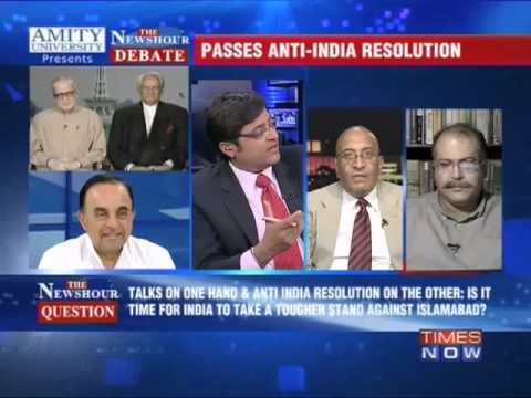 newshour - In a debate moderated by TIMES NOW's Editor-in-Chief Arnab Goswami, panelists -- V Mahalingam, Brigadier (Retd); Dr Subramanian Swamy, Leader, BJP; Sushant S...
