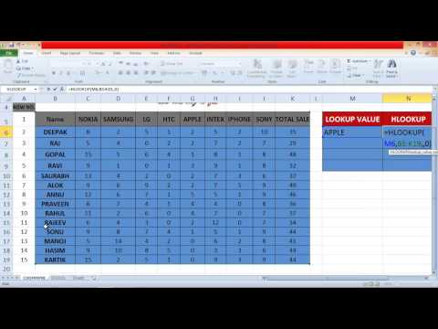 how to apply hlookup in excel