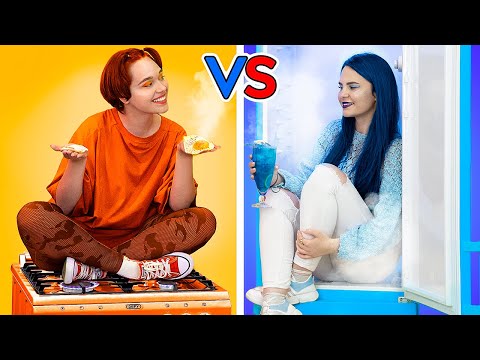 Heiß vs Kalt Challenge - Feuriges Mädchen vs Eisiges Mädchen