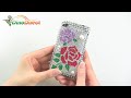 iPhone 3G 3GS Double Roses Pattern Rhinestone Hard Plastic Back Case Cover - dinodirect