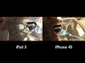 iPad 3 vs. iPhone 4s: Video Camera Quality Comparison (1080P) -- In this video I do a side-by-side comparison of the iPhone 4S camera vs. the iPad 3 camera. The cameras both record in 1080P HD; however, the iPhone 4S has an 8-megapixel camera while the iPad 3 has a 5-megapixel camera. Follow me on Twitter: www.twitter.com Like on Facebook: www.facebook.com Add on Google Plus: www.gplus.to
