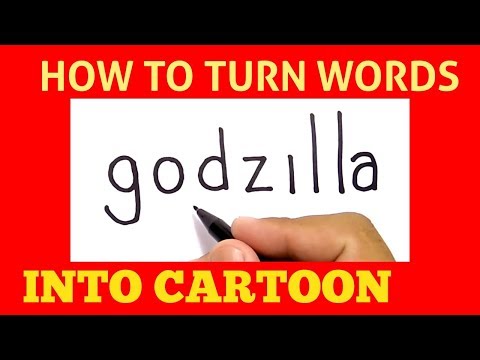 VERY EASY ! how to turn word GODZILLA into CARTOON for kids / belajar cara menggambar godzilla
