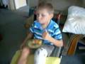 Nic in his new wheelchair after snapping his Tibea!!!